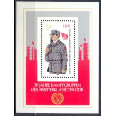 ALOB070N-BLOCO 30º ANIVERSÁRIO DOS GRUPOS DE COMBATE DA CLASSE OPERÁRIA - ALEMANHA ORIENTAL - 1983 - N