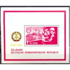 ALOB076N-BLOCO 35º ANIVERSÁRIO DA REPÚBLICA DEMOCRÁTICA ALEMÃ - ALEMANHA ORIENTAL - 1984 - N