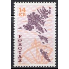 FAR0337N-SELO MAPA DAS ILHAS FAROÉ III - FAROÉ - 1998 - N