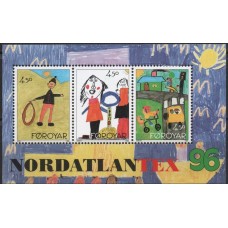 FARB008M-BLOCO EXPOSIÇÃO FILATÉLICA NORDATLANTEX 96 - FAROÉ - 1996 - MINT