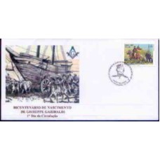 FN2696.03-FDC BICENTENÁRIO DO NASCIMENTO DE GIUSEPPE GARIBALDI, BARCO SEIVAL - 2007 - CBC PORTO ALEGRE