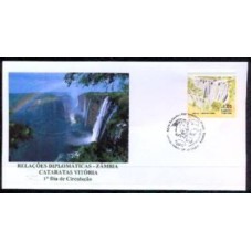 FN3054-FDC RELAÇÕES ZÂMBIA, CATARATAS VITÓRIA - 2010 - CBC BRASÍLIA