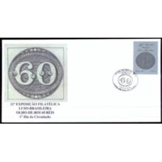 FN3220-FDC 21ª EXPOSIÇÃO FILATÉLICA LUBRAPEX - OLHO DE BOI 60 RÉIS - 2012 - CBC SÃO PAULO
