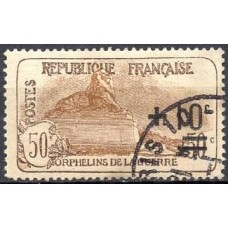 FRA0167U-SELO PRÓ ÓRFÃOS DA GUERRA, 10C SOBRE 50+50C - FRANÇA - 1922 - U