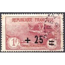 FRA0168U-SELO PRÓ ÓRFÃOS DA GUERRA, 25C SOBRE 1+1F - FRANÇA - 1922 - U