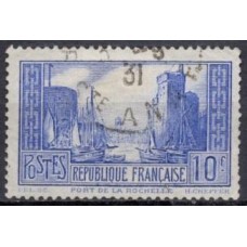 FRA0261UB-SELO MONUMENTOS E SÍTIOS, 10F AZUL TIPO I - FRANÇA - 1929/31 - U