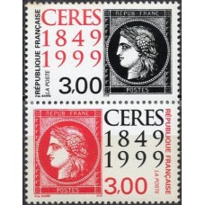 FRA3211NS-SE-TENANT 150º ANIVERSÁRIO DO 1º SELO FRANCÊS - FRANÇA - 1999 - N