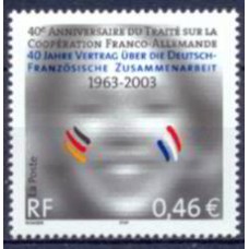 FRA3542M-SELO 40º ANIVERSÁRIO DO TRATADO DE COOPERAÇÃO FRANCO-ALEMÃ - FRANÇA - 2003 - MINT