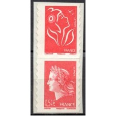 FRA4109MP-PAR SELOS 40º ANIVERSÁRIO DO SELO MARIANE DE CHEFFER - FRANÇA - 2007 - MINT