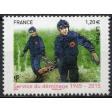 FRA4927M-SELO 70º ANIVERSÁRIO DO SERVIÇO DE LIMPEZA DE MINAS - FRANÇA - 2015 - MINT