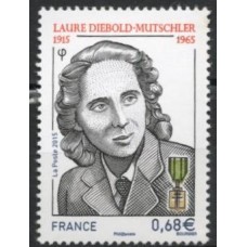 FRA4985M-SELO CENTENÁRIO DO NASCIMENTO DE LAURE DIEBOLD-MUTSCHLER - FRANÇA - 2015 - MINT