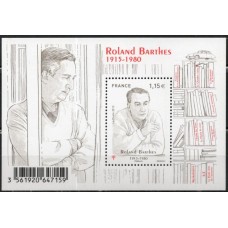 FRA5006NF-BLOCO ESCRITOR ROLAND BARTHES - FRANÇA - 2015 - NT