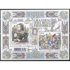 FRA5067MF-BLOCO GRANDES MOMENTOS DA HISTÓRIA DA FRANÇA V - FRANÇA - 2016 - MINT
