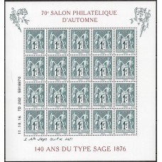 FRA5094MF-MINIFOLHA 70º SALÃO FILATÉLICO DE OUTONO - 140 ANOS DO SELO SAGE - FRANÇA - 2016 - MINT