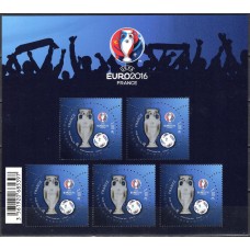 FRAB137M-BLOCO CAMPEONATO EUROPEU DE FUTEBOL UEFA 2016 - FRANÇA - 2016 - MINT - LEVEMENTE AMASSADO NO CANTO SUPERIOR ESQUERDO