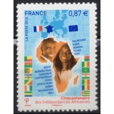 FRAZ0472M-SELO CINQUENTENÁRIO DAS INDEPENDÊNCIAS AFRICANAS - AUTOADESIVO - FRANÇA - 2010 - MINT