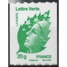 FRAZ0608M-SELO MARIANE DE BEAUJARD - CARTA VERDE 20G DO ROLO - AUTOADESIVO - FRANÇA - 2011 - MINT