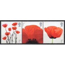 GRB2823MS-SE-TENANT 90º ANIVERSÁRIO DO FIM DA 1ª GUERRA MUNDIAL - GRÃ-BRETANHA - 2008 - MINT