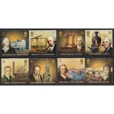 GRB3115MS-SÉRIE SE-TENANTS PIONEIROS DA REVOLUÇÃO INDUSTRIAL - GRÃ-BRETANHA - 2009 - MINT