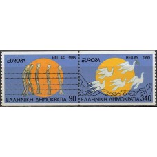 GRE1866MS-SE-TENANT SÉRIE EUROPA - PAZ E LIBERDADE - DA CADERNETA - GRÉCIA - 1995 - MINT