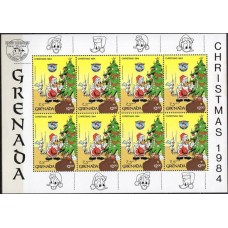 GRN1211MF-MINIFOLHA NATAL - 50º ANIVERSÁRIO DO PATO DONALD II - GRANADA - 1984 - MINT