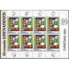 GRS0561MF-MINIFOLHA NATAL - 50º ANIVERSÁRIO DO PATO DONALD II - GRANADINAS - 1984 - MÍNIMA FERRUGEM NAS BORDAS, SELOS MINT
