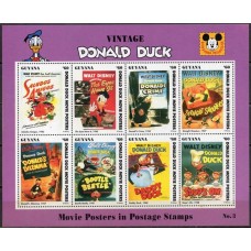 GUY3222MF-MINIFOLHA POSTERS DAS PRODUÇÕES DISNEY Nº 3, 8 VALORES - GUIANA - 1994 - MINT