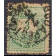 HUN0014UB.01-SELO NUMERAL DENTEAÇÃO 13X11,5, 3KR - HUNGRIA - 1874/76 - U