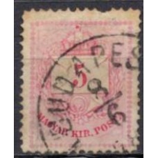 HUN0015UA.01-SELO NUMERAL DENTEAÇÃO 13, 3KR - HUNGRIA - 1874/76 - U