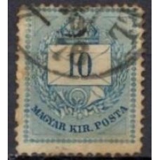 HUN0016UA.01-SELO NUMERAL DENTEAÇÃO 13, 10KR - HUNGRIA - 1874/76 - U