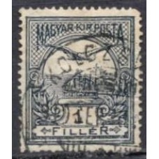 HUN0072UA-SELO COROA DE SANTO ETIENE E AVE, 1FI - HUNGRIA - 1908/13 - U