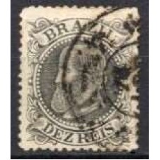 IM0051U.10-SELO DOM PEDRO II CABEÇA GRANDE, 10 RÉIS PRETO - 1885 - U