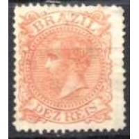 IM0052U.04-SELO DOM PEDRO II CABEÇA GRANDE, 10 RÉIS LARANJA - 1885 - U - CORTE MÍNIMO NA BORDA SUPERIOR IM0052U.04-SELO DOM PEDRO II CABEÇA GRANDE, 10 RÉIS LARANJA - 1885 - U - CORTE MÍNIMO NA BORDA SUPERIOR