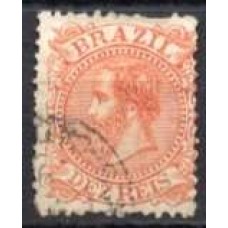 IM0052U.05-SELO DOM PEDRO II CABEÇA GRANDE, 10 RÉIS LARANJA - 1885 - U