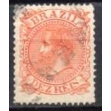 IM0052U.06-SELO DOM PEDRO II CABEÇA GRANDE, 10 RÉIS LARANJA - 1885 - U