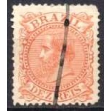 IM0052U.07-SELO DOM PEDRO II CABEÇA GRANDE, 10 RÉIS LARANJA - 1885 - U
