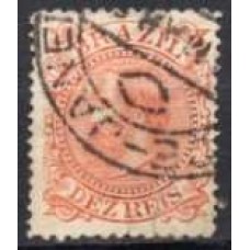 IM0052U.08-SELO DOM PEDRO II CABEÇA GRANDE, 10 RÉIS LARANJA - 1885 - U