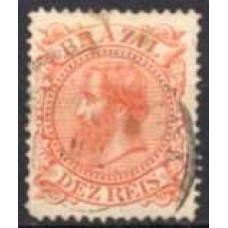 IM0052U.09-SELO DOM PEDRO II CABEÇA GRANDE, 10 RÉIS LARANJA - 1885 - U
