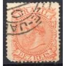 IM0052U.10-SELO DOM PEDRO II CABEÇA GRANDE, 10 RÉIS LARANJA - 1885 - U