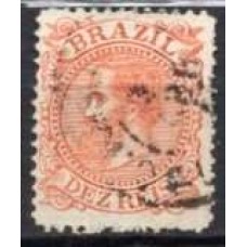 IM0052U.11-SELO DOM PEDRO II CABEÇA GRANDE, 10 RÉIS LARANJA - 1885 - U