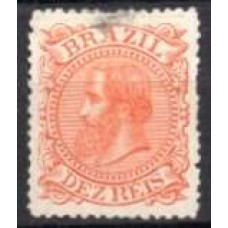 IM0052U.12-SELO DOM PEDRO II CABEÇA GRANDE, 10 RÉIS LARANJA - 1885 - U