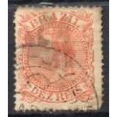 IM0052U.13-SELO DOM PEDRO II CABEÇA GRANDE, 10 RÉIS LARANJA - 1885 - U