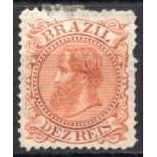 IM0052U.14-SELO DOM PEDRO II CABEÇA GRANDE, 10 RÉIS LARANJA - 1885 - U