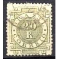 IM0062U.07-SELO CIFRA, 20 RÉIS OLIVA ESVERDEADO 'R' COM PONTO - 1887 - U IM0062U.07-SELO CIFRA, 20 RÉIS OLIVA ESVERDEADO 'R' COM PONTO - 1887 - U