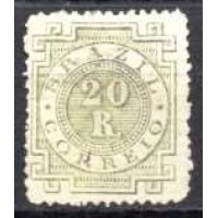 IM0062U.09-SELO CIFRA, 20 RÉIS OLIVA ESVERDEADO 'R' COM PONTO - 1887 - U IM0062U.09-SELO CIFRA, 20 RÉIS OLIVA ESVERDEADO 'R' COM PONTO - 1887 - U