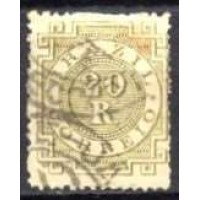 IM0062U.10-SELO CIFRA, 20 RÉIS OLIVA ESVERDEADO 'R' COM PONTO - 1887 - U IM0062U.10-SELO CIFRA, 20 RÉIS OLIVA ESVERDEADO 'R' COM PONTO - 1887 - U