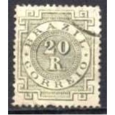 IM0062U.11-SELO CIFRA, 20 RÉIS OLIVA ESVERDEADO 'R' COM PONTO - 1887 - U