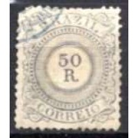 IM0063U.05-SELO CIFRA, 50 RÉIS - 1885 - U - PEQUENO RASGO NA BORDA SUPERIOR IM0063U.05-SELO CIFRA, 50 RÉIS - 1885 - U - PEQUENO RASGO NA BORDA SUPERIOR