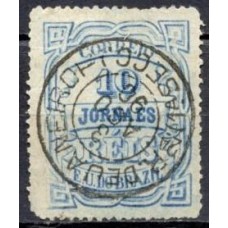 JO0019U.08-SELO JORNAIS CIFRA HORIZONTAL, 10 RÉIS - 1890 - U - DEFEITO NO PICOTE
