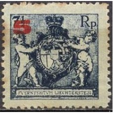 LIE0061NAA-SELO DE 1921 COM SOBRECARGA, 5S SOBRE 71R - LIECHTENSTEIN - 1924 - N
